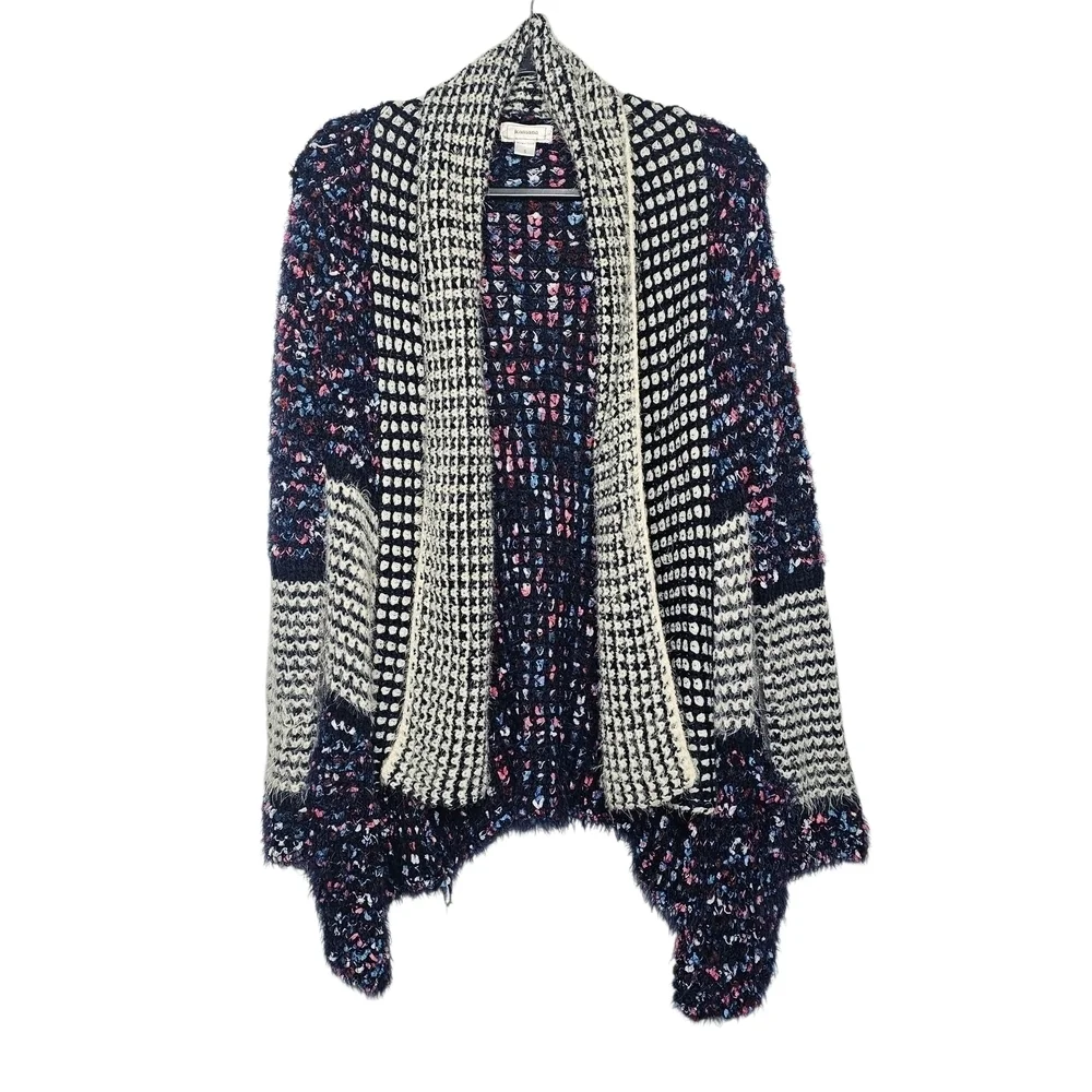 Chic Eyelash Navy and White Knit Cardigan
